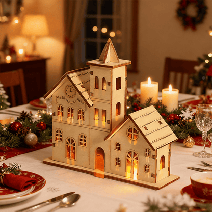 🔥LAST DAY 50% OFF- 🎄Light-Up Handmade Wooden Christmas Village Houses for Crafts