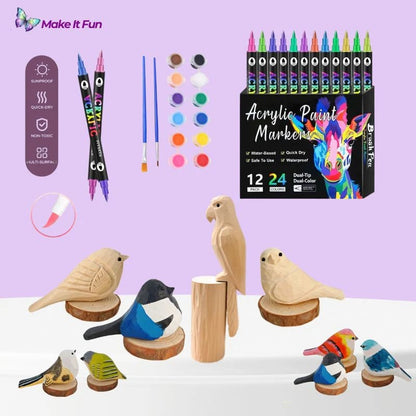 Wooden Bird & Marker Craft Kit 🦜
