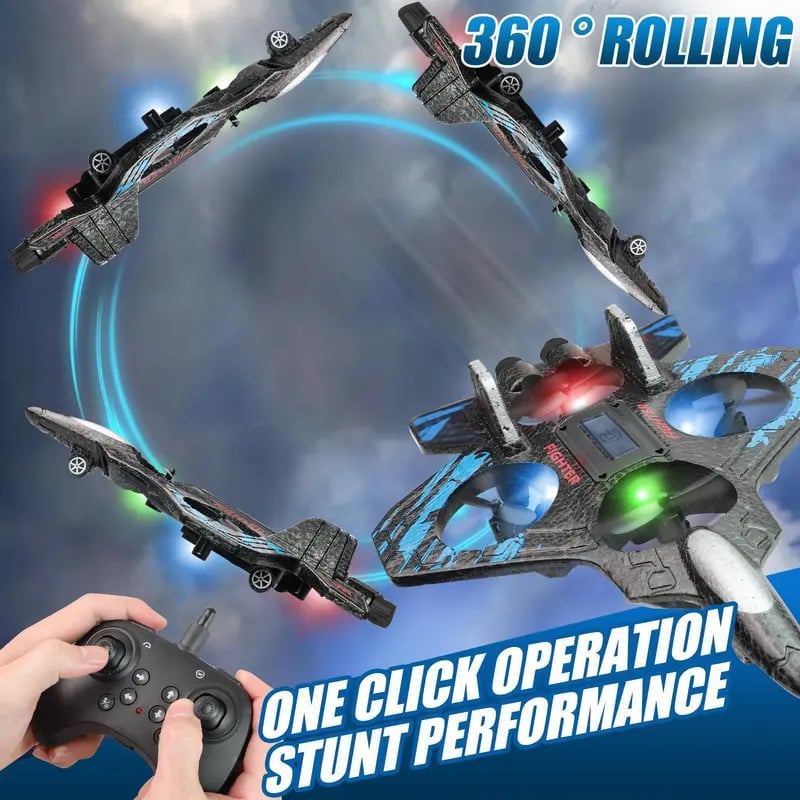 🎉Last day clearance✈️RC Stunt Fighter Jet Toy for Kids with 360° Flips & LED Lights